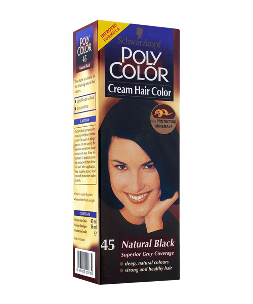 Poly Color Cream Hair Color, 45 Natural Black